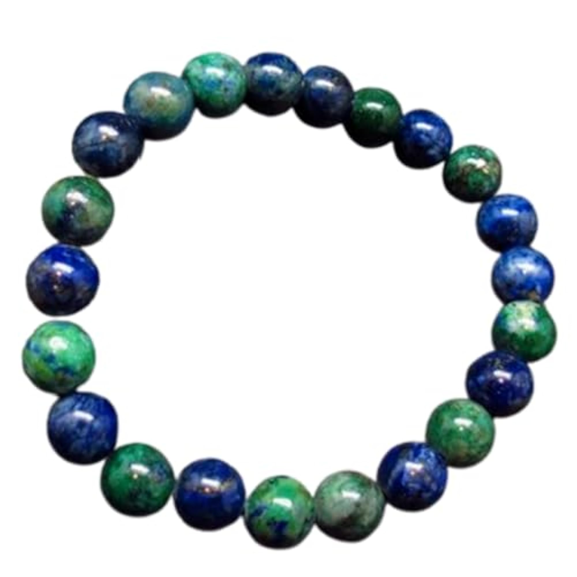 Unisex Natural Dioptase Chrysocolla Malachite 8mm Beads Stretchable Bracelet