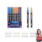 Selbstkontur-Marker – Doppellinienmarker-Set | Zeichenstifte mit automatischer mit doppelter Linie für Bastelarbeiten, Tagebücher und Grußkarten
