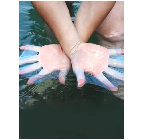 2Pcs Swimming Training Silicone Hand Webbed Flippers, Blue Water Resistance Aquatic Gloves