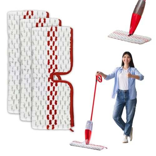 Vileda Lot de 3 serpillères de Rechange pour 1 à 2 Spraymax, réutilisables, avec Fonction de pulvérisation, serpillères lavables en Microfibre,...
