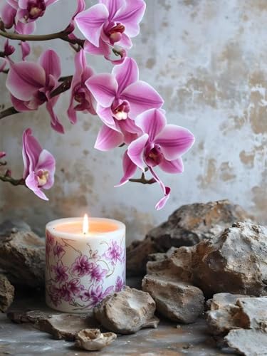 Peinture diamant orchidée zen 50x70cm, broderie cristal 5D pour décoration murale
