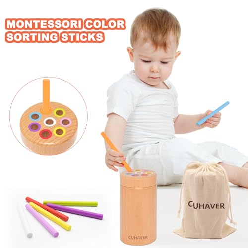 Image of Montessori Toys are for Children Over 18 Months Old, Sensory Toys for Toddlers, Wooden Learning Color Sorting Toys, Sensory Training with Color Sorting Sticks, Birthday for Boys Girls