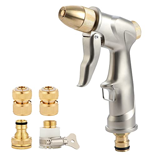 Conectores Manguera Fippy Pistola de Agua de Metal Resistente Pistola de Pulverización de Manguera de Jardín con 4 Conectores de Latón, para...
