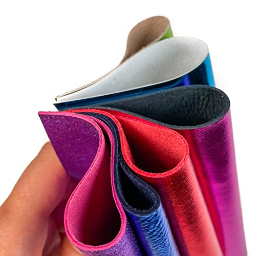 Leather Scraps Bright Metallic Leather: Pre-Cut Genuine Leather Sheets For Crafts 5X5In/ 12X12Cm #TOP5