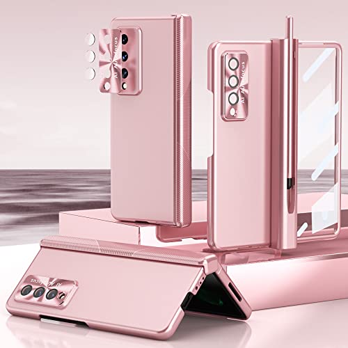 Film d'écran en verre trempé Galaxy Z Fold 4 5G antichute rose avec porte-stylo