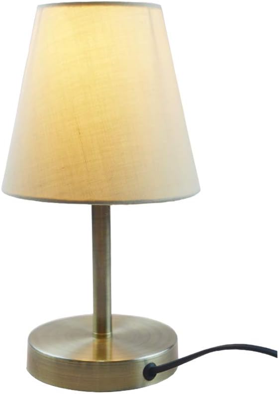 Floodoor Table Lamp,Bedside Desk Lamp,Beige Cone Fabric Shade Retro Nightstand Lamp,Night Lamp for Bedroom,Coffe,Study,Living Room,Kid Room