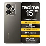 realme 15 5G Smartphone 5G, 12GB+256GB, Display 6.77" AMOLED 144Hz, Batteria 6600mAh, Fotocamera 50MP AI, IP68/IP69K Impermeabile, NFC, Dual SIM, Black