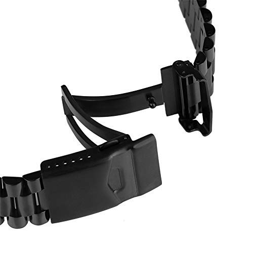 Bracelets de Montre 22mm Largeur de cosse Argent/Noir Bracelet de Montre en Acier Inoxydable Boucle déployante Bracelet de Montre Bandes de Remplacement