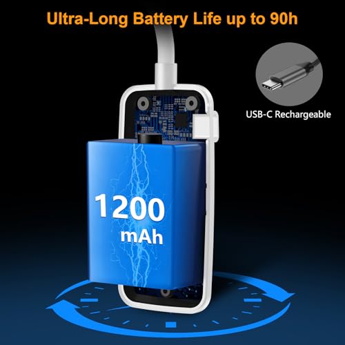 Image of Gritin 19 LED Rechargeable Book Light for Reading in Bed with Memory Function- Eye Caring 3 Color Temperatures,Stepless Dimming Brightness,90 Hrs Runtime Clip on Light for Book Lovers-White