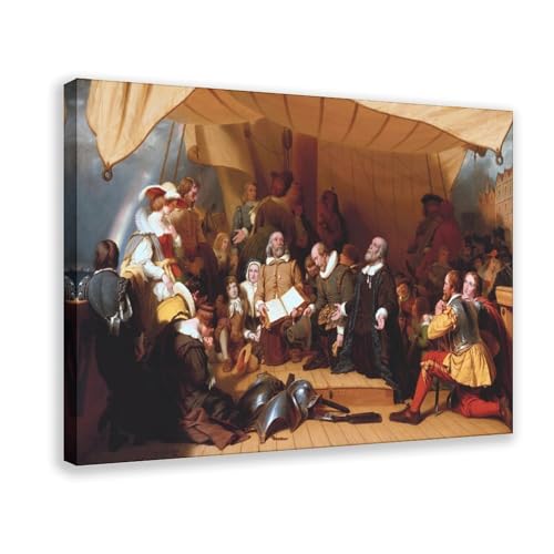 Poster Embarkation of The Pilgrims Robert Walter Weir impression toile 30,5x45,7 cm