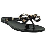 Wild Diva Womens Thong Flip Flop Designer Studded Jelly Flat Sandal (Black, US Footwear Size System, Adult, Women, Numeric, Medium, 10)