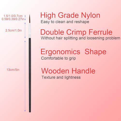 9 Pcs Fine Detail Paint Brush Set 000/00/0 Acrylic Fine Tip Miniature Small Thin Detail Tiny Paintbrushes Kit for Art Painting Watercolor Oil Model Face Nail Scale Line Drawing Black 3 9 Pcs Fine Detail Paint Brush Set 000/00/0 Acrylic Fine Tip Miniature Small Thin Detail Tiny Paintbrushes Kit for Art Painting Watercolor Oil Model Face Nail Scale Line Drawing Black - Image 3