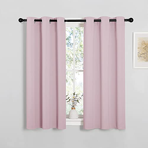 Image of NICETOWN Room Darkening Curtain Panels for Girls Room, Nursery Essential Thermal Insulated Grommet Drapes for Small Window (Baby Pink, 2 PCs, 34 x 45 inch)