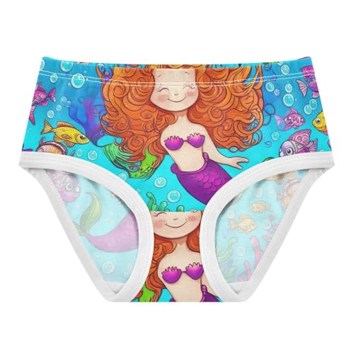 Cute Underwater Mermaid Blue Girl Panties Cute Toddler Girls Underwear Cotton Florals Undies Kids Briefs 2t