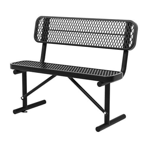 Choosilay 4/6/8 Feet Park Bench for Outside Heavy Duty Metal, Garden Benches Outdoor Bench with Backrest & Portable Frame, for Shopping Malls Stores Parks Patios Decks, Black