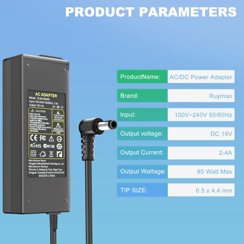 Dc 19V Power Cord Tv Charger For Samsung 32" 22'' Class J5003 J5205 Un32J4000Af Un32J4000 Un32J5003Af Un32J5205 Lg Electronics 19" 20" 22" 23" 24" 27" Led Lcd Monitor Widescreen Hdtv 24M47H-P 24Mp55Hq #TOP6