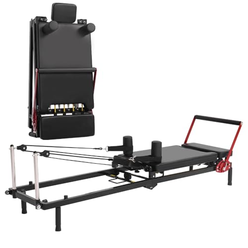 Home Gym Pilates Reformer Machine, Quick-Assembly Foldable Pilates Reformer, Up