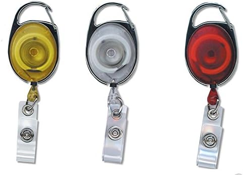 Three Pack, Translucent Carabiner ID/Name/Card Holder/Retractable Reel.