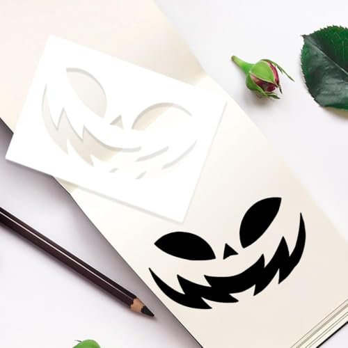 21 Pcs Reusable Plastic Halloween Stencils, Pumpkin Bat Scarecrow Templates for Painting on Wood, DIY Decor - image 7
