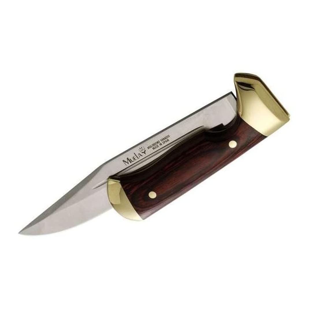 LO TRINCO YO Muela Cuchillo de Caza Plegable PG-20R.Hoja de Acero Inoxidable MoVa de 20 cm y empuñadura de Madera Coral ideal para Caza, Pesca, Supervivencia y Bushcraft + Linterna Led 8W de Regalo