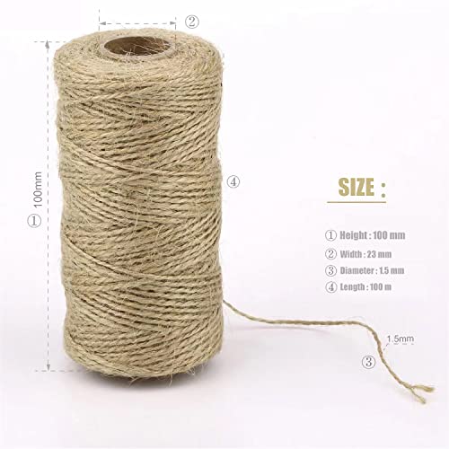 Jute Twine String Garden Rope: YZSFIRM 1.5mm 656 Feet Natural Crafts Twine - 2 Roll Brown Plants Thin Hemp Twine - Thumbnail 2