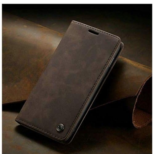 Image of Perkie Velvet Soft Faux Leather Wallet Flip Case Kick Stand Magnetic Closure Flip Cover for iPhone 15 (Coffee Brown)