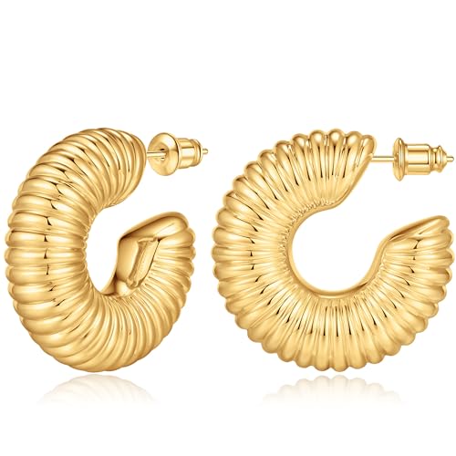Chunky Gold Hoop Earrings for Women
