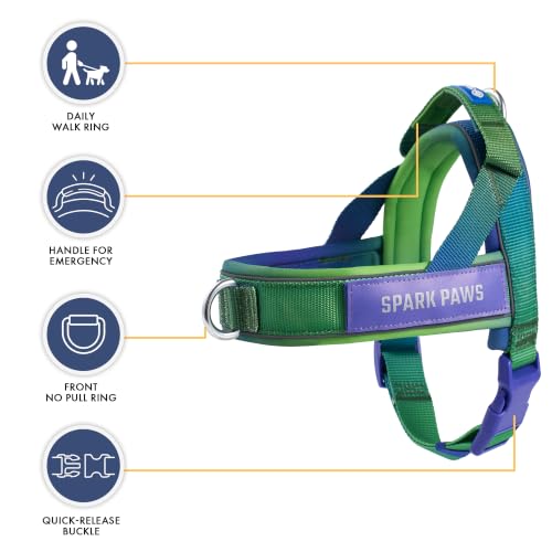 Image of Spark Paws No Pull Front Clip Dog Harness - Easy On, Padded and Lightweight | Two Clips, On in Seconds, Chest Bearing, Australian Style, No Throat Pressure, for Small Medium and Large Breeds
