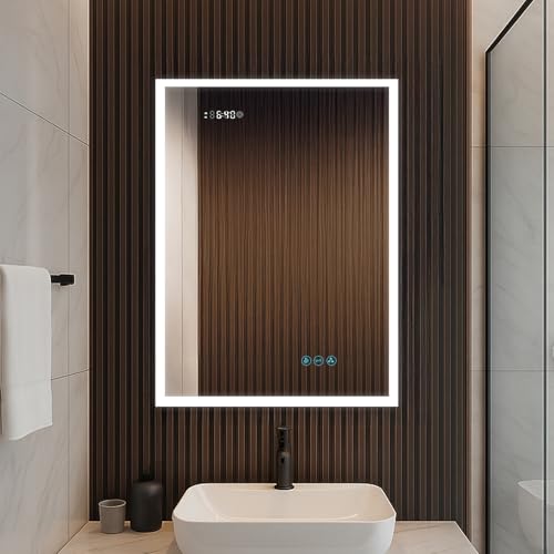 Blossom LED Lighted Mirror Medicine Cabinet, 24x32 Inch, Right Hinge, Recessed/Surface Bathroom LED Medicine Cabinet with Mirror, Defogger, Adjustable Brightness, 3X Makeup Mirror, Outlets and USB Ports