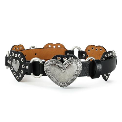 Black Belt for Women Silver Buckle with Metal Ring Link Decoration Perfect for Jeans and Casual Outfits