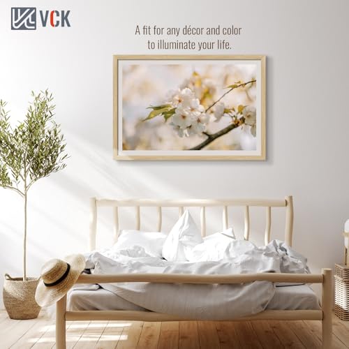 Image of VCK 27x40 Poster Frame Solid Wood Natural 3 Pack Picture Frames 27 x 40 Inches with Wall Mounting Hanging