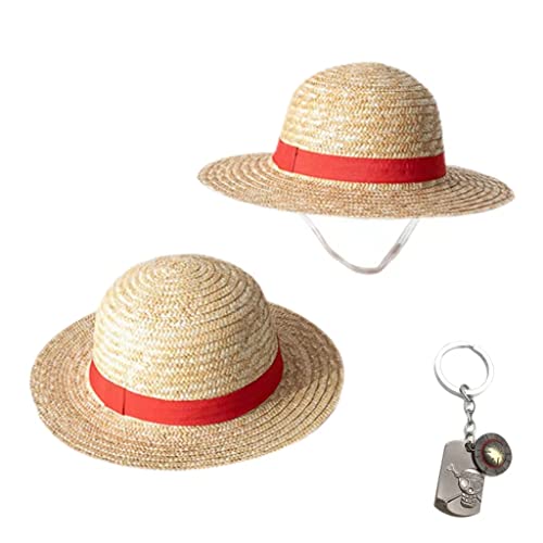 Sombrero de paja de una pieza Cosplay Anime Dress Up Sombrilla Sun Hat y colgante de llave, Original, S/L