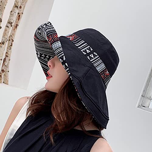 Huamulan Women Bohemian Wide Brim Sun Hats Wired Edge Summer Upf Hat For Beach Hiking Garden Travel Lawn Work Chin Strap #TOP4