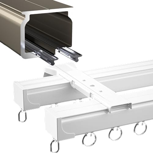 Heavy-Duty Double Curtain Track System - Wall-Mounted Room Divider with Installation Hardware for Living Room, Bedroom, Shower - Durable and Versatile Solution