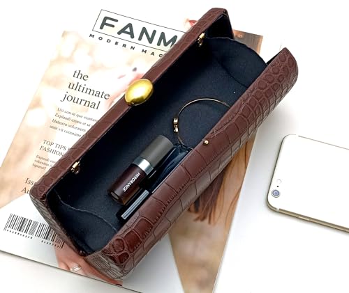 Vagen Leather Clutch Purses for Women Wedding Pu Evening Purse for Formal Proms-Brown - Image 7