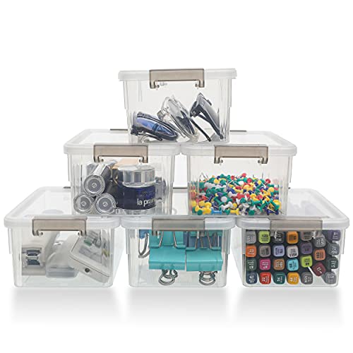 Citylife Paquete de 6 cajas de almacenamiento pequeñas apilables con tapa, caja de almacenamiento pequeña con asas para armario de cocina, 17,7 x 13 x 8,2 cm Cover