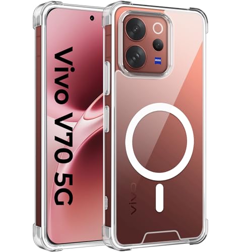 Image of A rtistque Clear Back Cover Case for Vivo V70 5G / V70 Elite 5G | Compatible with Mag-Safe | Premium Cover | Shockproof TPU Bumper | Slim Protective Design | Vivo V70 Back Cover - Transparent