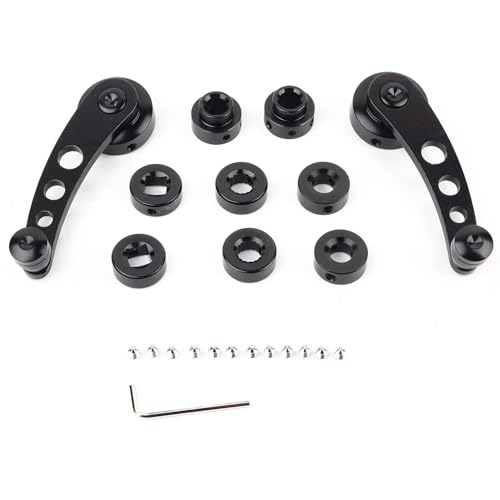 Klanata 2pcs Alloy Window Handle, Window Riser and Crank Winder Set with Easy and Construction, for Classic Car Restoration and Upgrade (Black)