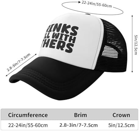 Drinks Well with Others Funny Trucker Hats for Adult Humor Snapback Hat Adjustable Dirty Joke Gag Caps Party Gag Gifts for Men Women - 3