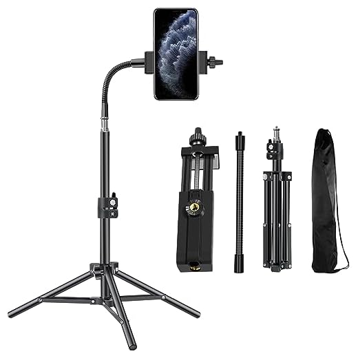 Tripod for iPhone Phone, Pixel 20 inch Phone Video Stand Cell Phone Tripod for Video Recording, Vlogging/Streaming/Photography, Smartphone Tripod Stand, Sturdy and Lightweight Stand