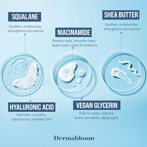 Dermabloom Hyaluronic Acid Face Roller Cream – Hydrates, Plumps, Firms, Depuffs – Dermatologist Tested, Anti-Aging, Korean Skin Care – Vegan, Clean Beauty, Non-GMO, 95% Natural – 1.69 Fl Oz
