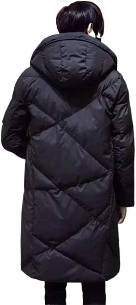 Winter Hooded Cotton-padded Jacket Male Slim Long Thick Down(3X-Large)