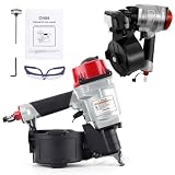 CN55 Industrial Coil Siding Nailer, Pneumatic Siding Coil Nailer Gun for Woodworking Fences Plywood Furniture 25-57mm Gauge Handheld Air Framing Stapler Gun