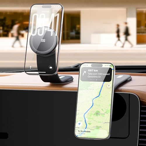 GUSGU E-Mount Magnetic Car Phone Holder, Windshield/Dashboard Mount, Universal for All Car Models, Compatible with iPhone 17/16/15/14/13/12 and All Other Phone Models（Black）