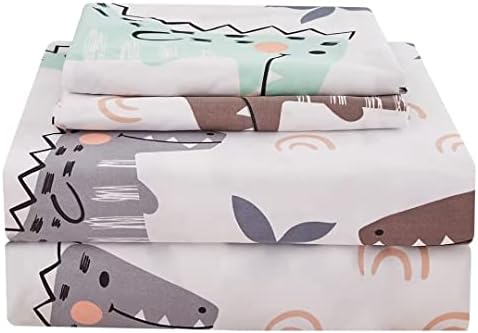 JSD Kids Dinosaur Sheet Set Twin, Cute Soft Printed Microfiber Bed Sheets for Boys Girls Toddler 3 Pieces