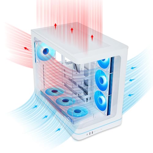 Image of SAMA V62 Mid-Tower PC Case, 7x120mm Pre-Installed ARGB PWM Fans, 4mm Tempered Glass, USB 3.1 Type-C & USB 3.0 Ports, 7 Slots, Support ATX /MATX /ITX (Back-Connect Compatible), White
