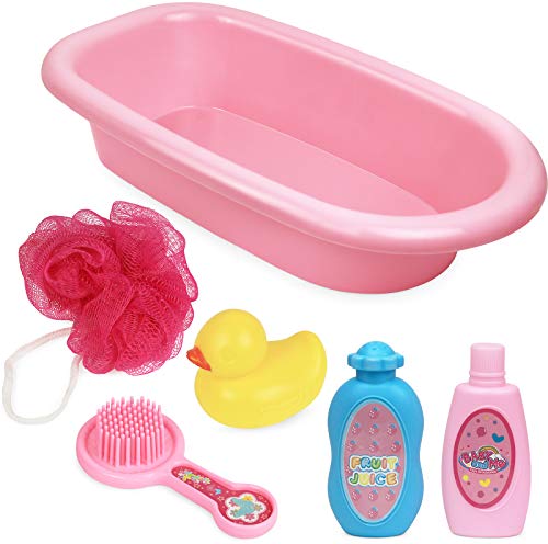 Click N' Play Baby Bathtub Pretend Play Set for Girls & Toddlers - Comes with 6 Pieces Accessories for Ages 3+