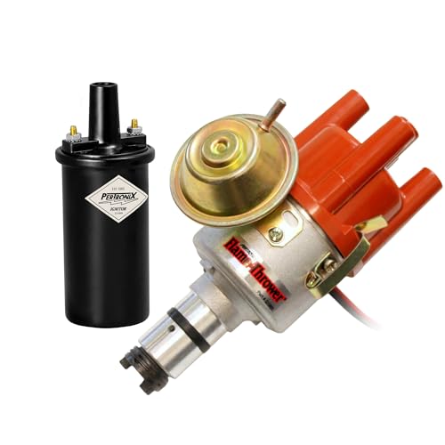PerTronix Ignition Kit for VW Type 1 Engine - Includes D186504 Electronic Distributor & 40611 Flame-Thrower Coil, 12V, Plug-and-Play with Ignitor Vacuum Advance, Fits 1961-1979 VW Beetle 1200-1600cc