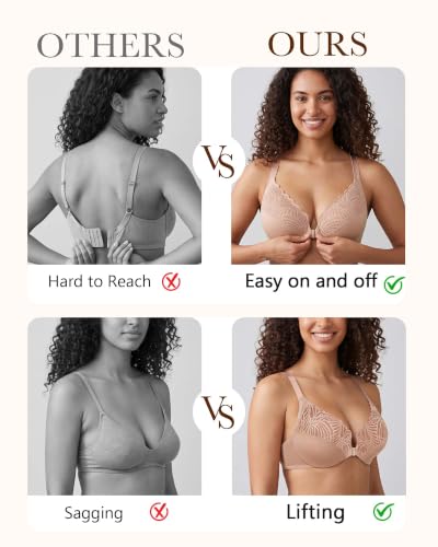 Image of Lemorosy Women's Full Figure Front Closure Racerback Underwire Everyday Bra