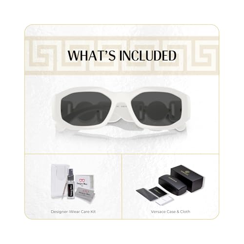 Versace VE4361 Rectangular Sunglasses Bundle for Men for Women, White/Grey - image 2